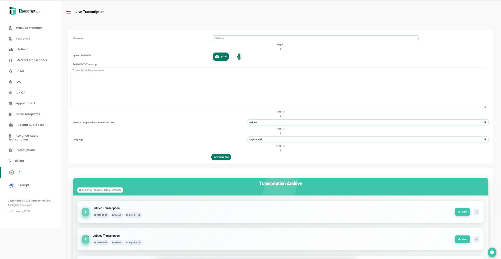 Live Transcription